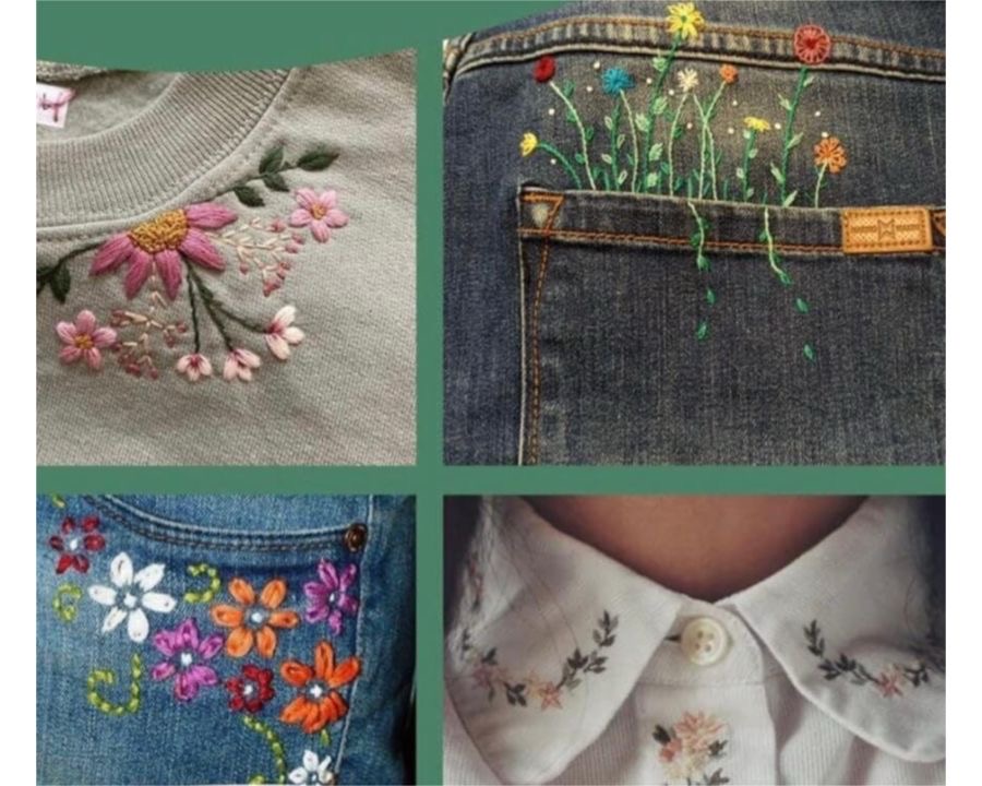 RICAMO MODERNO SU UN JEANS O UNA T-SHIRT