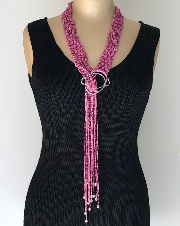 "Lariat" necklace woven with #iltelaiopercappelli