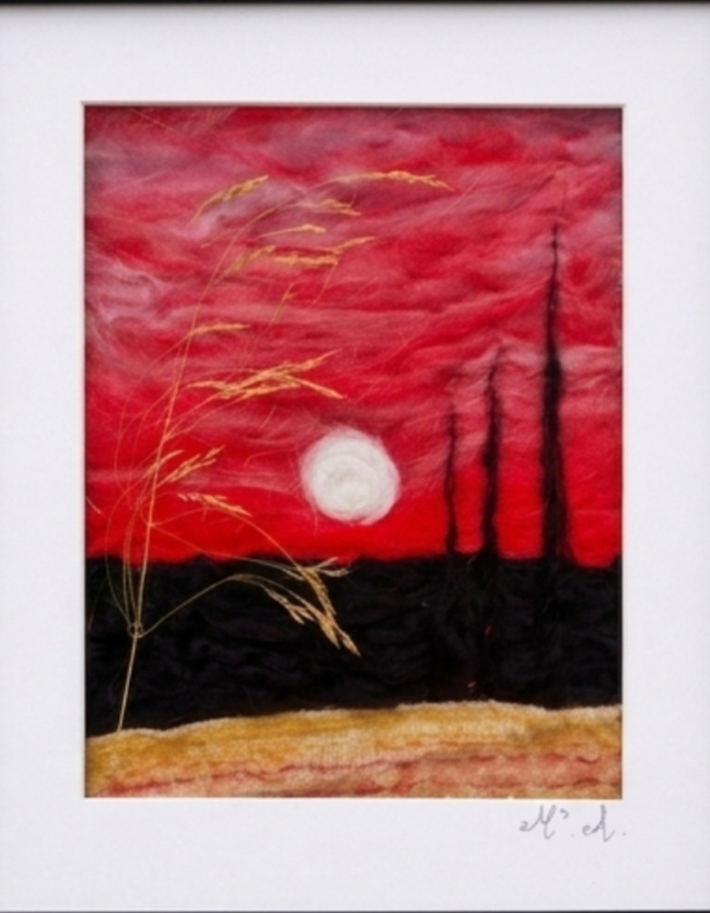 Needle felting : Ocaso carmesi