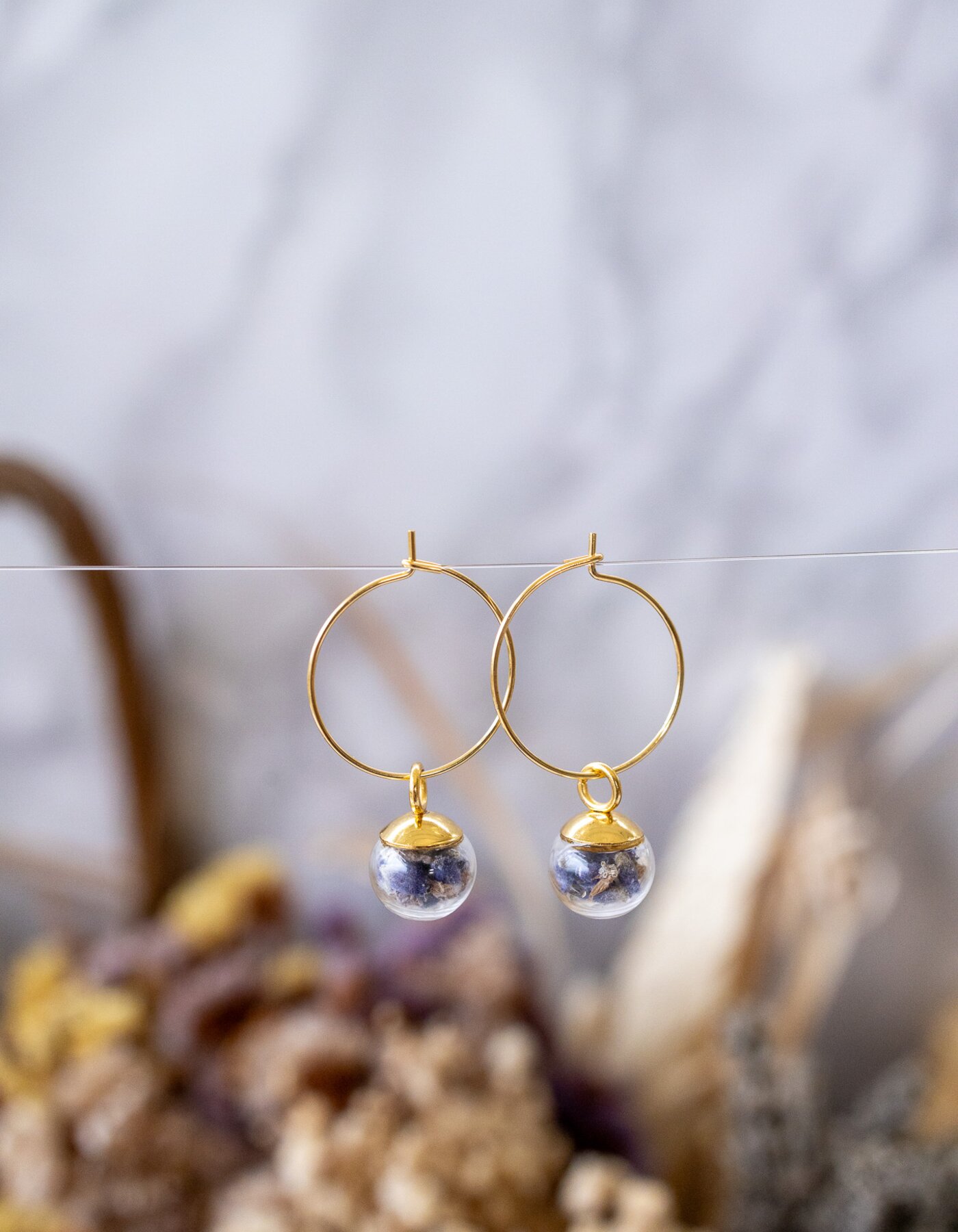 CREAZIONE ORECCHINI AMPOLLA  CON FIORI VERI