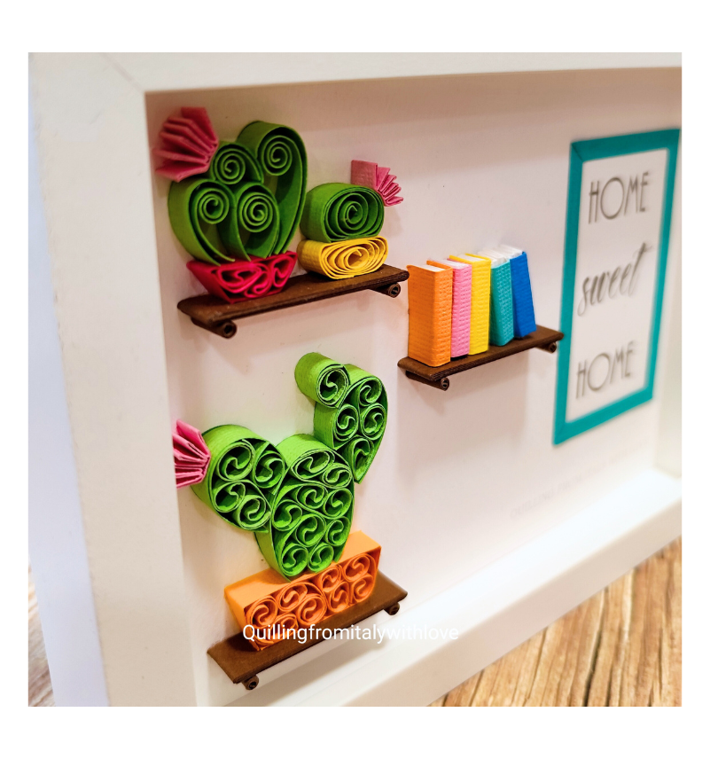 QUILLING: quadro home sweet home con cactus e libri