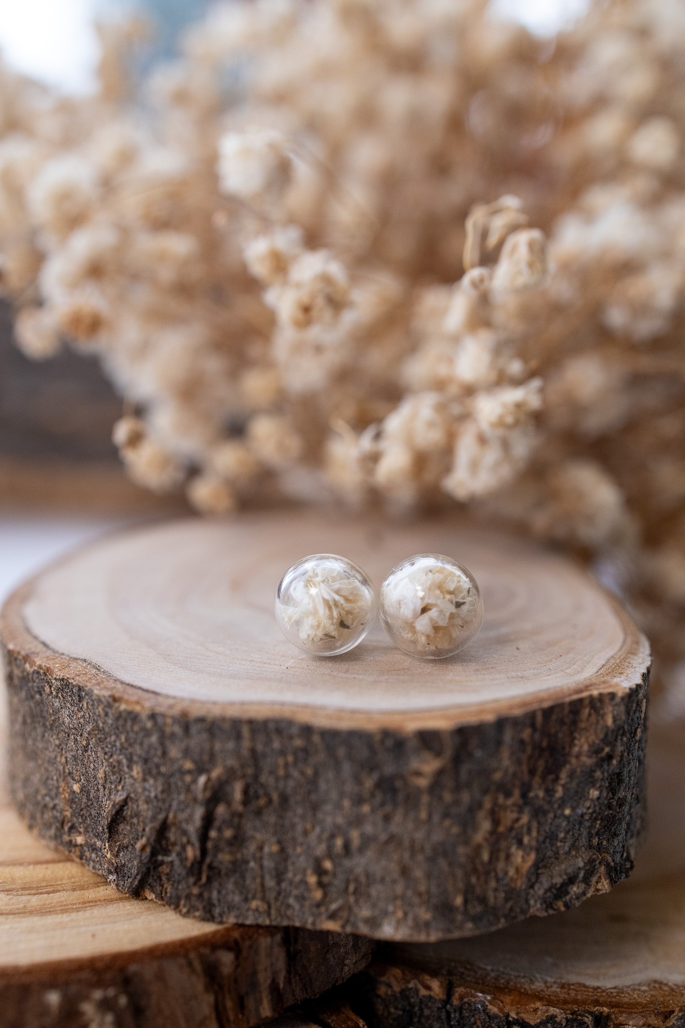 CREAZIONE ORECCHINI AMPOLLA LOBO CON FIORI VERI