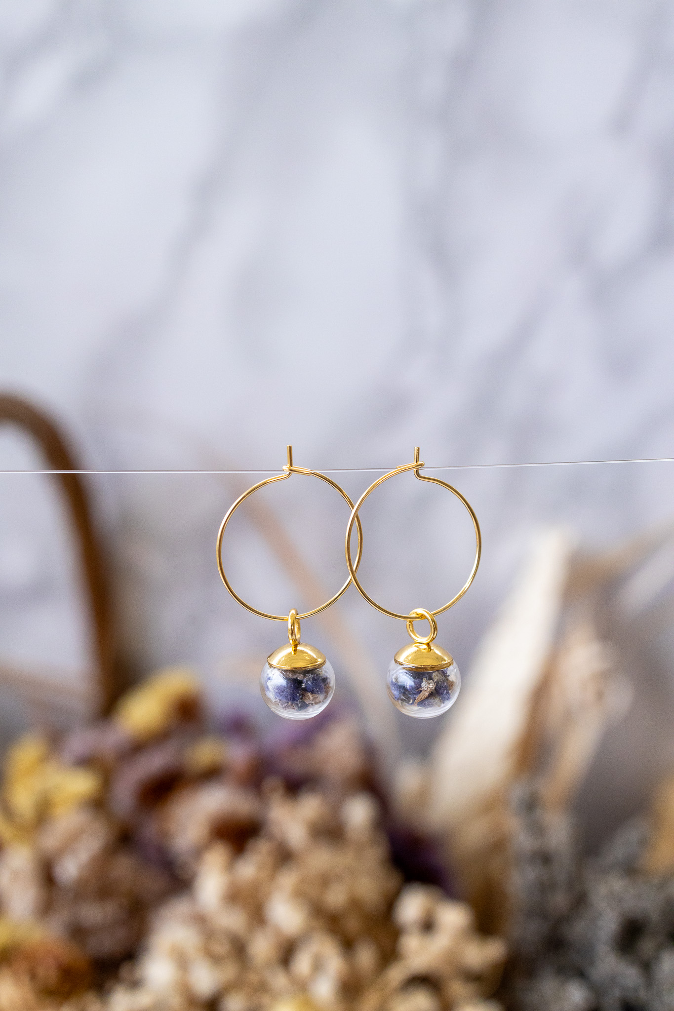 CREAZIONE ORECCHINI AMPOLLA  CON FIORI VERI