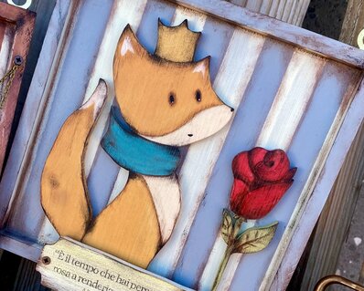 The Fox wooden panel